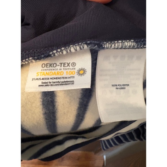 Lands End Womens Navy White Striped Fleece Snap Neck Pullover Sweatshirt Large - Picture 5 of 6